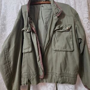 Olive Green Free People Flight Line Bomber Jacket